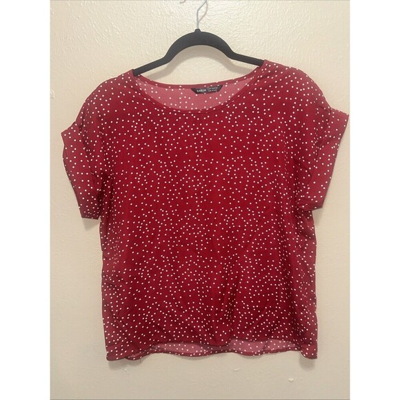 Shein Red Polka Dot Blouse Top Lightweight Casual Cute size small - Picture 3 of 7